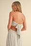 STRIPED LONG BACK TIE STRAPLESS MAXI DRESS