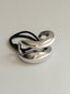 Wide Sculptured Metal Ponytail Hair Tie Silver