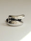 Wide Sculptured Metal Ponytail Hair Tie Silver