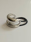 Wide Sculptured Metal Ponytail Hair Tie Silver