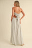 STRIPED LONG BACK TIE STRAPLESS MAXI DRESS