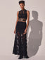 Glare Long Skirt Black Wave