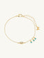 Evil Eye X Dangling Turquoise Bezel Bracelet Gold