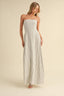 STRIPED LONG BACK TIE STRAPLESS MAXI DRESS