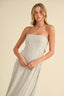 STRIPED LONG BACK TIE STRAPLESS MAXI DRESS
