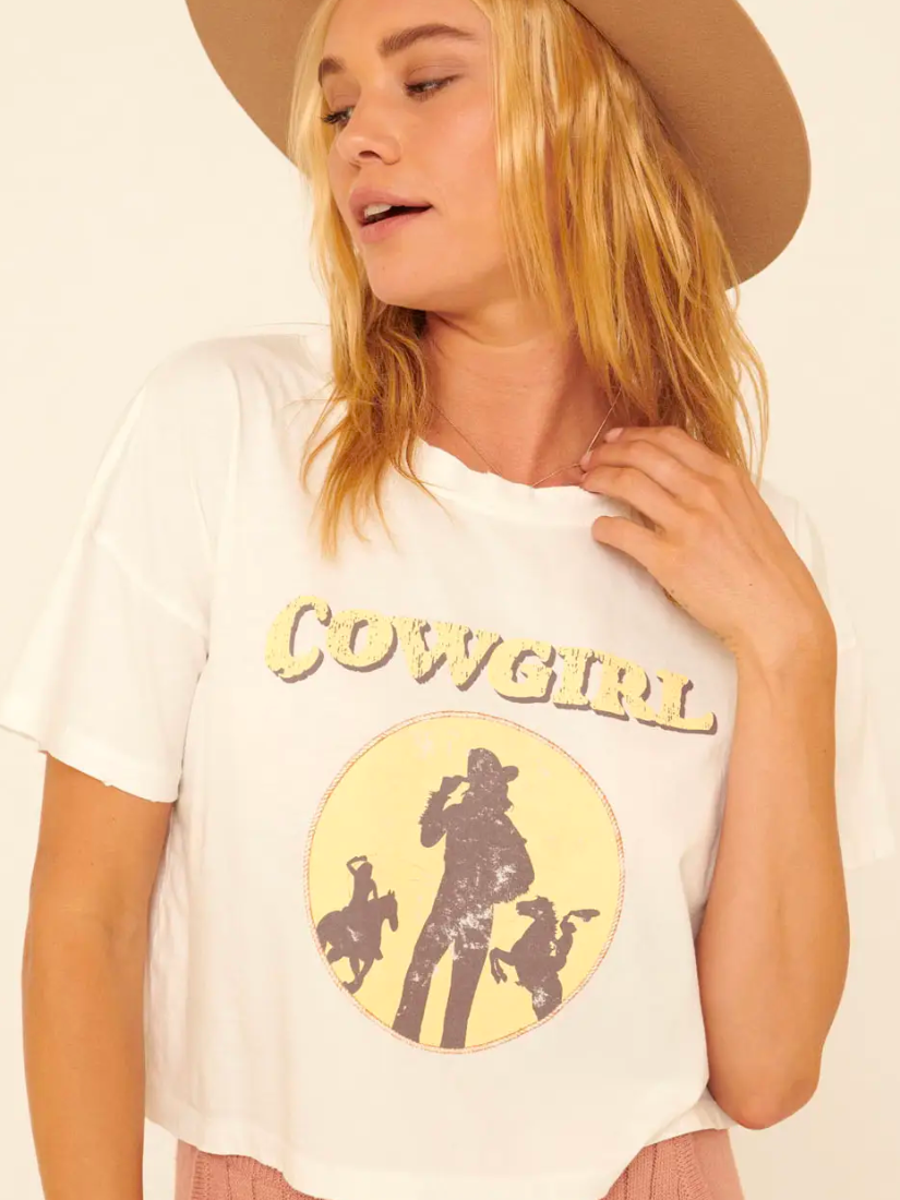 Horse & Cowgirl Silhouette Graphic Tee Ivory