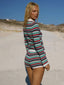 Collared Long Sleeve Knit Top Xyla Stripe