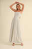 STRIPED LONG BACK TIE STRAPLESS MAXI DRESS