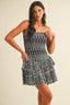 Eyelet Tube Ruffled Mini Dress