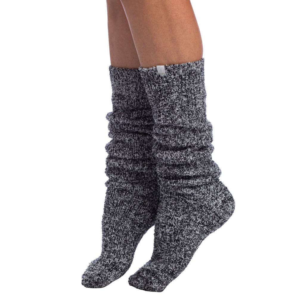 Slouchy Marshmallow Socks: OSFM / Heather Black