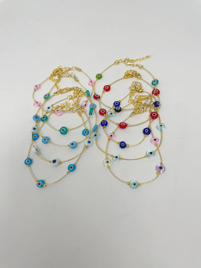 Colourful Chain Evil Eye Bracelet Gold Plated