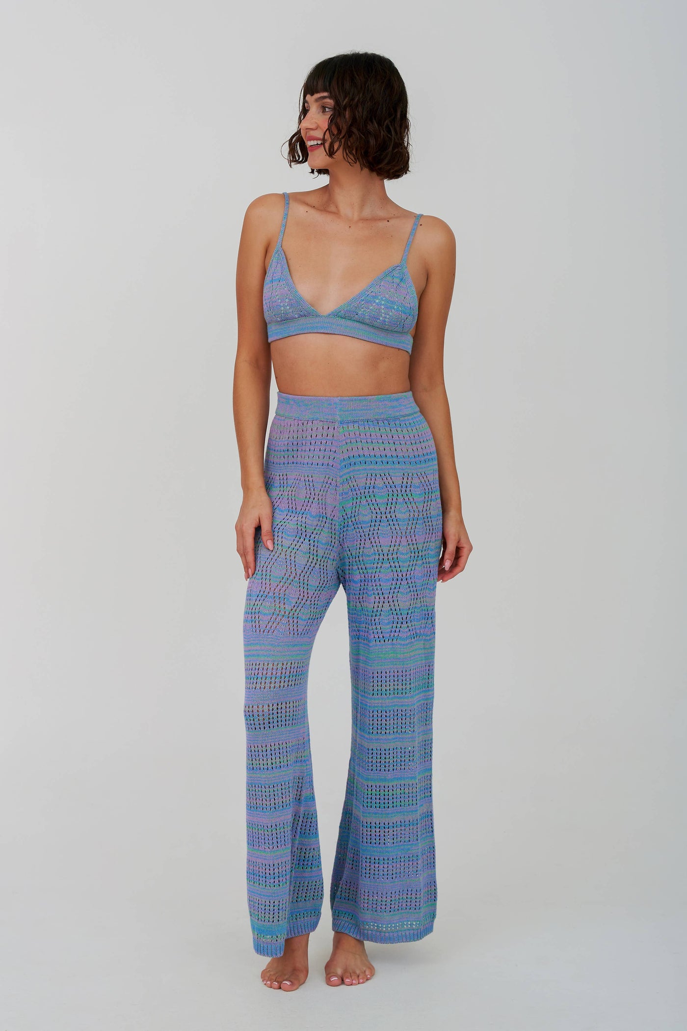 Knit Triangle Top & Pant Set Celeste