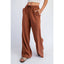 Cotton Slub Long Sleeve Top & Wide Leg Pant Chestnut