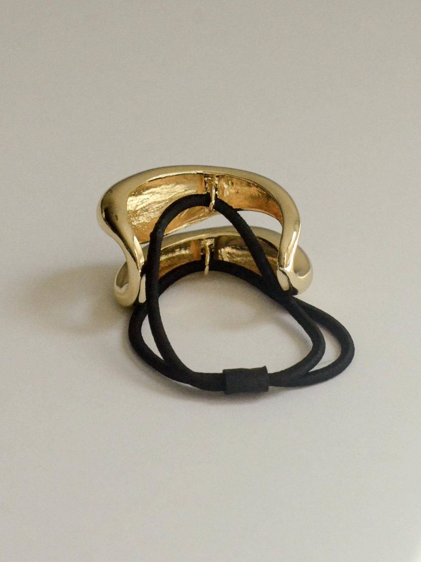 Wide Sculptured Metal Ponytail Hair Tie Gold