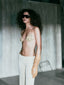 Eyelet Fine Strap Triangle Top Caramello