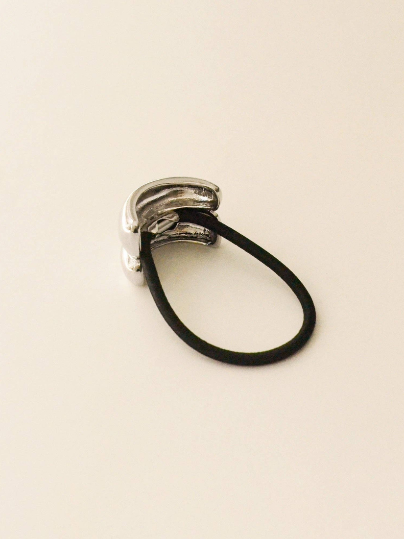 Mini Double Arch Metal Ponytail Hair Tie | Silver