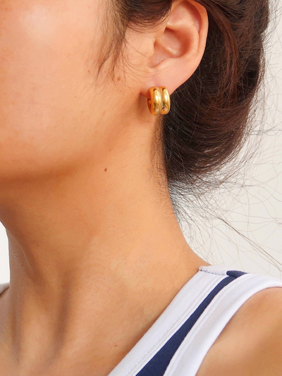 Emma Double C-Hoop Earring Yellow Gold