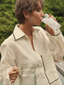 Long Sleeve Button-Up Shirt Ivory/Green