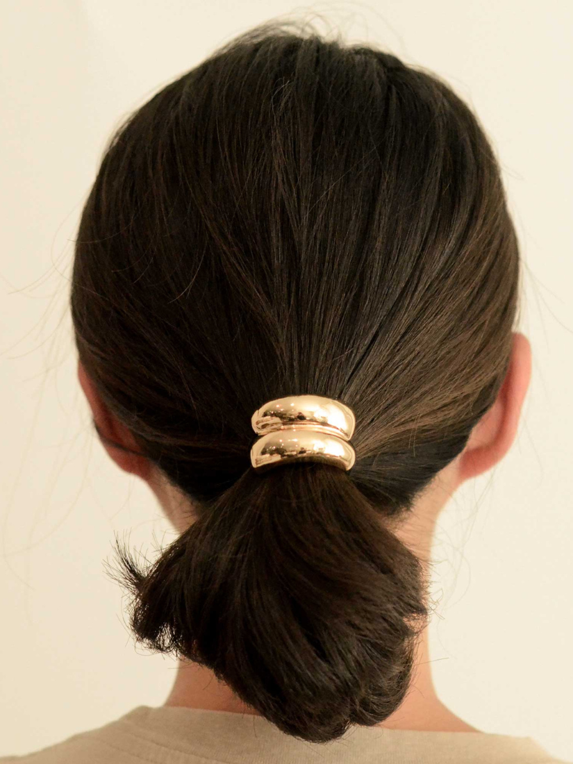 Mini Double Arch Metal Ponytail Hair Tie | Gold