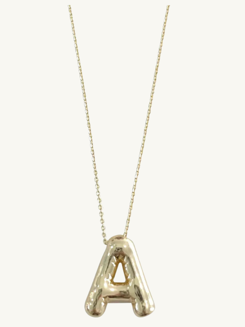 Bubble Initial Necklace Gold