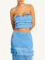 Fringe Sweetheart Cropped Top Sky