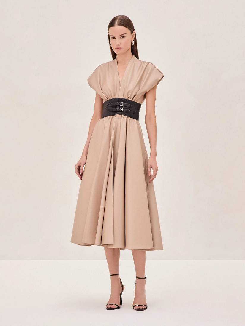 Viktora Midi Dress Taupe