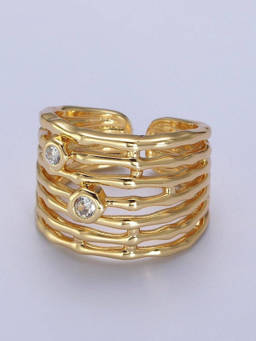 Gold Wide Multiple Ring