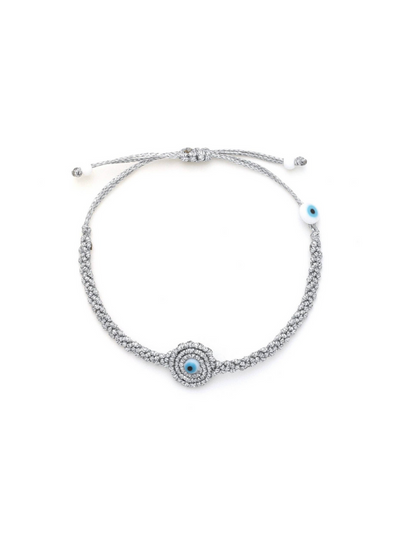 Silver Circular Evil Eye Bracelet