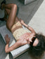 Eyelet Fine Strap One piece Caramello