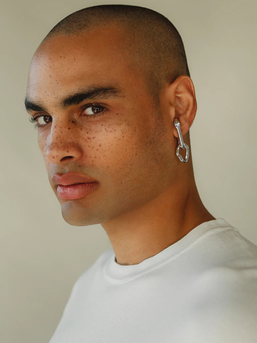 White Cz Logan Lobe Cuff Earrings