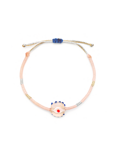 Pink Murano Evil Eye Bracelet