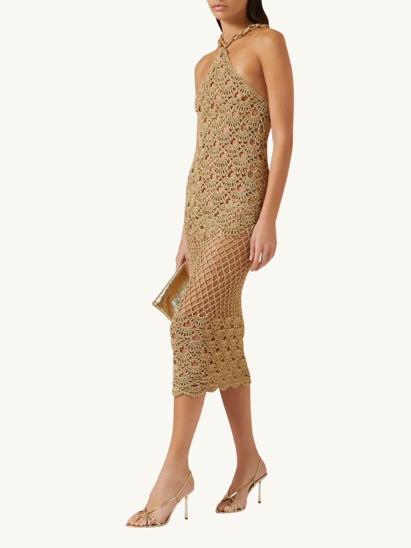 Akira Shell Mermaid Midi Dress Bronze