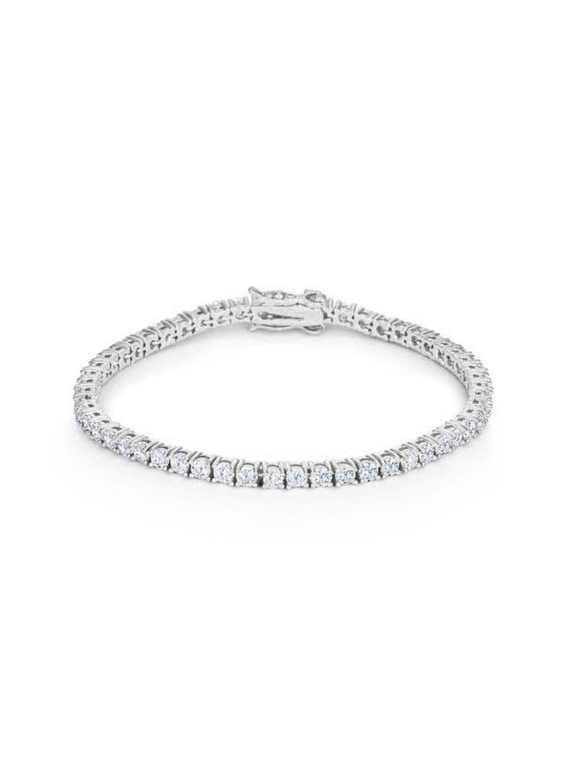 Silvertone Finish Victorian Cubic Zirconia Tennis 7 Inch Bracelet