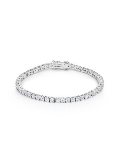 Silvertone Finish Victorian Cubic Zirconia Tennis 7 Inch Bracelet
