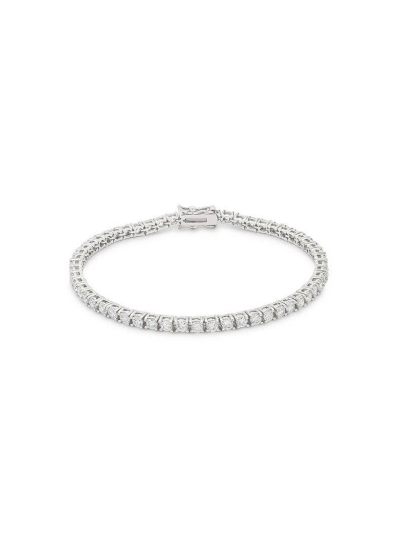 Silvertone Finish Victorian Cubic Zirconia Tennis 8 Inch Bracelet