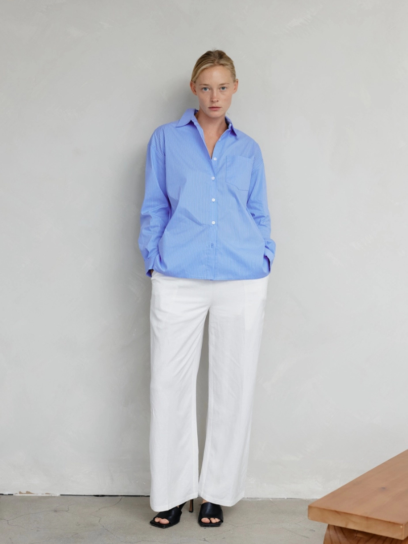 The Annalise Pinstripe Button-Down Blue