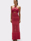 Radiant Fringe Halterneck Maxi Dress Red