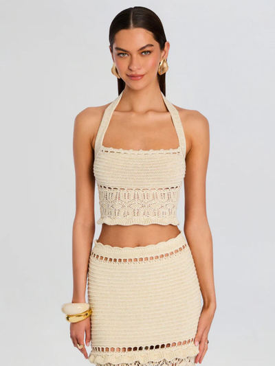 Soliana Crochet Top Ivory Gold