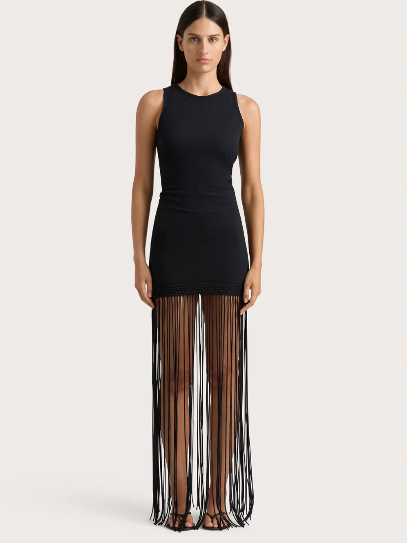 Maceio Fringed Dress Black