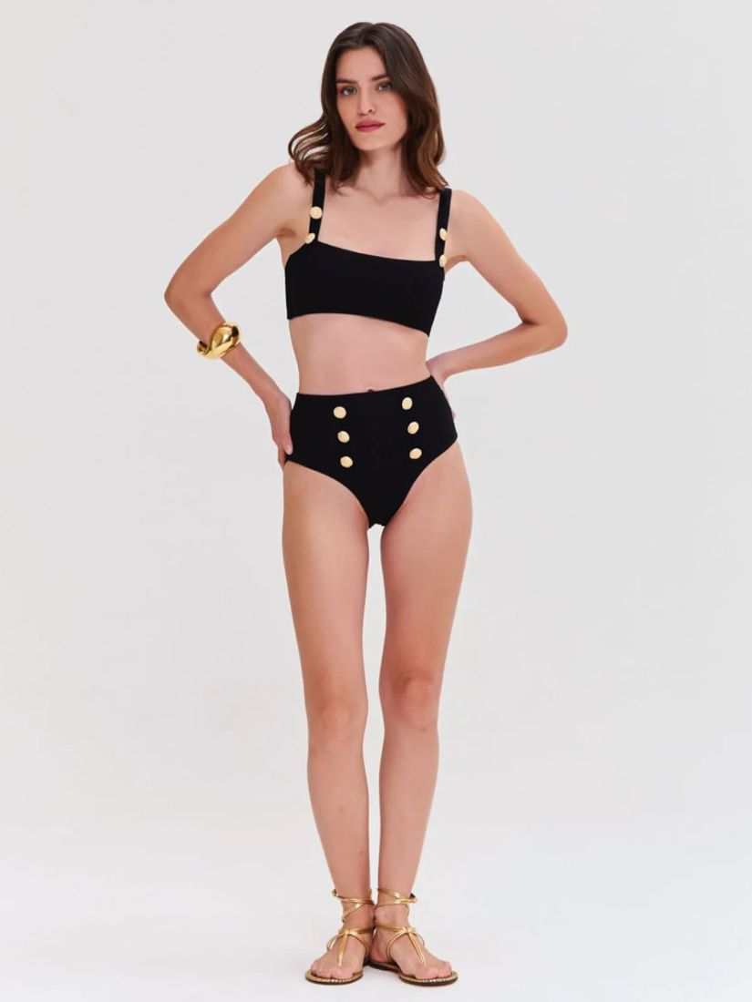 Merian Knit High Waist Bikini Bottom Black