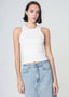 Daisy Ribbed Tank Top White