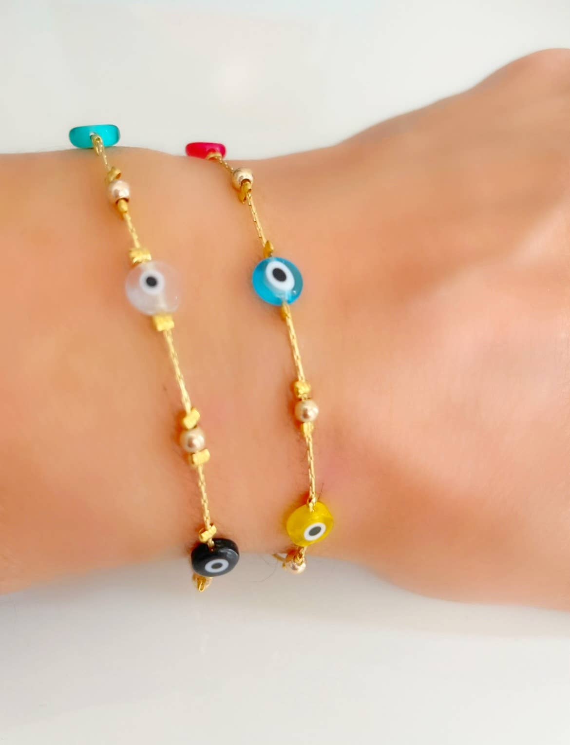 Colourful Chain Evil Eye Bracelet Gold Plated