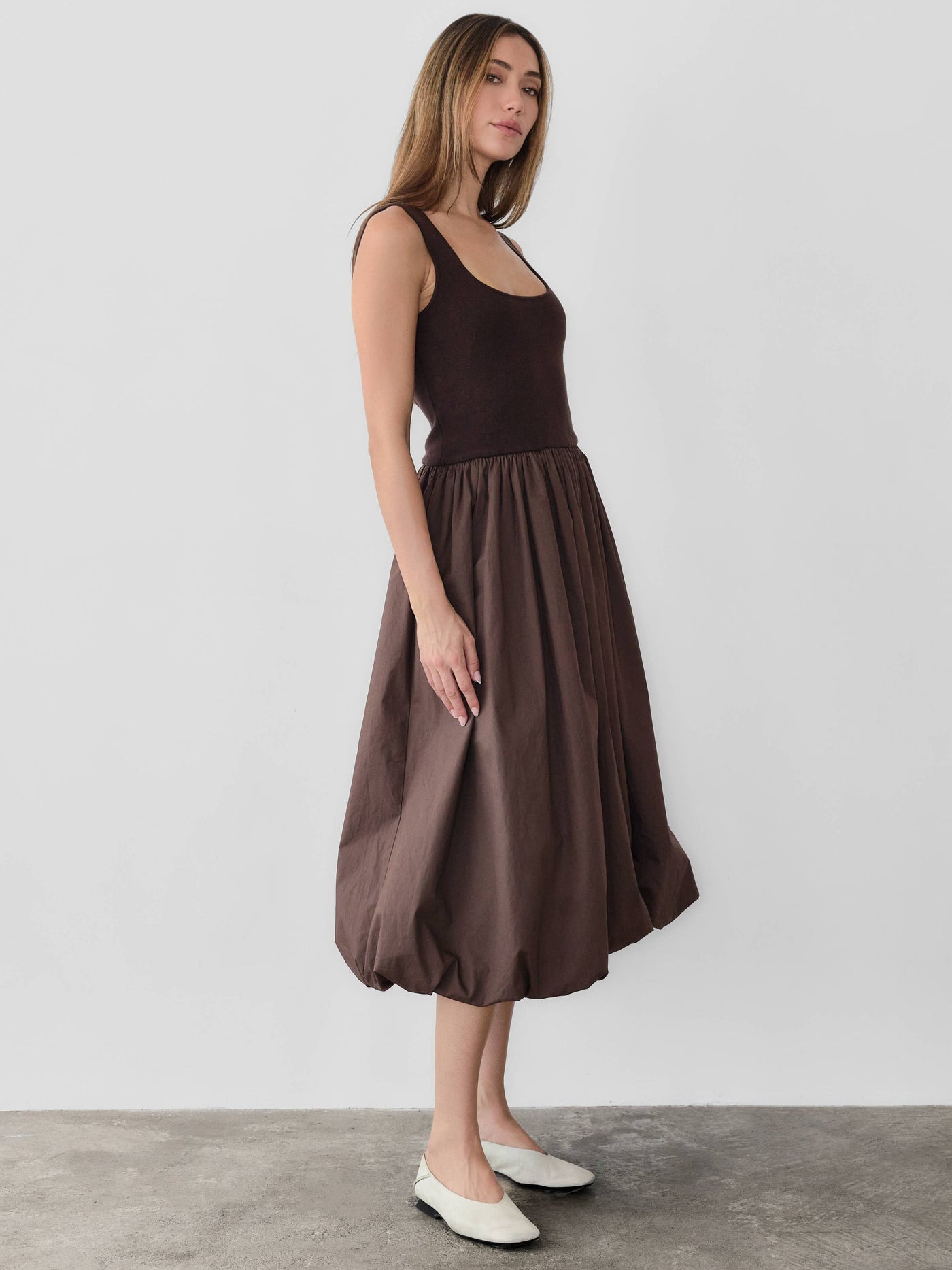 The Bella Bubble Dress Brown