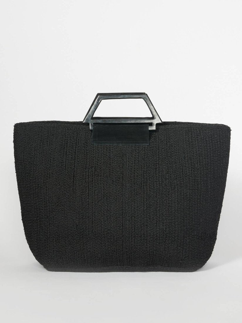 Large Cotton Weaved Tote Bag Black