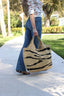 Mamie XL Straw Handbag Black Zebra Stripe