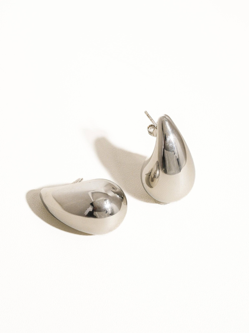 Colette Large Huggie Droplet Earring Silver