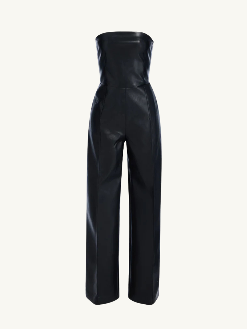 Zoe Faux Leather Jumpsuit Black