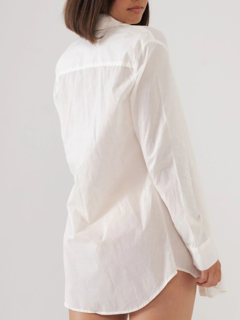 Cream Long Sleeve Button Down Shirt