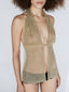 Metallic Rib Halter Top Gold