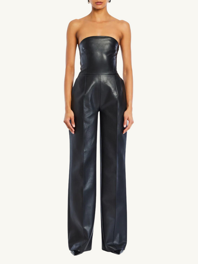 Zoe Faux Leather Jumpsuit Black